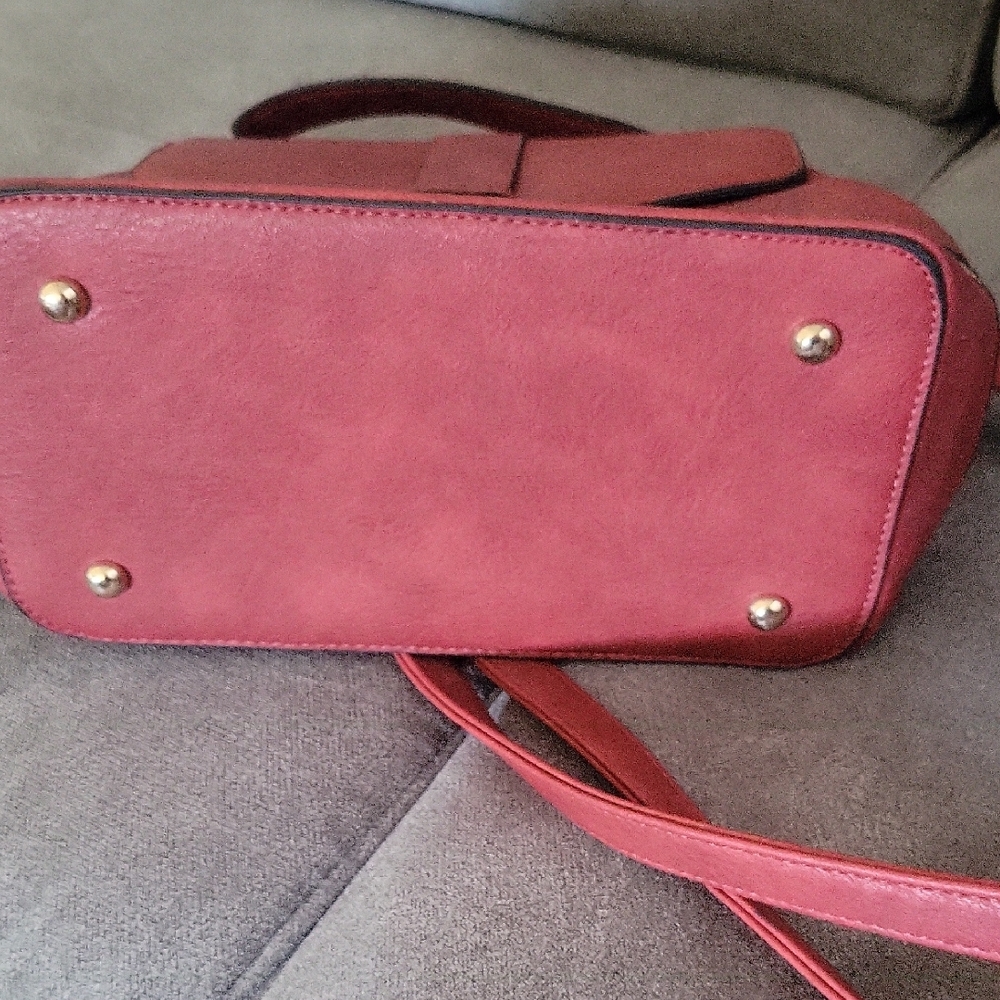 Red Faux Leather Backpack Purse - Picture 13 of 16